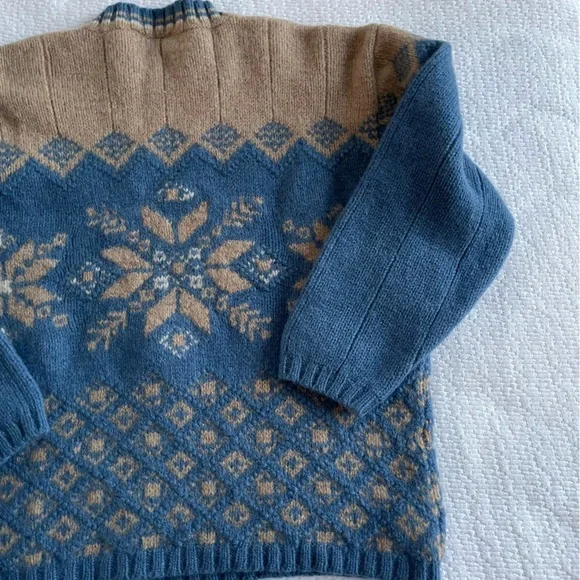 VTG Maurices Tan and Blue Jumper 100% Shetland wool. - Picture 7 of 8